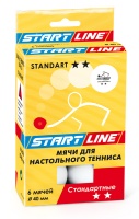 Мячи для настольного тенниса Start-line STANDART 2*, 6 шт. белые